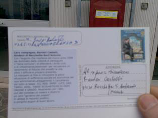 cartolina al sindaco Castelli, gennaio 2008